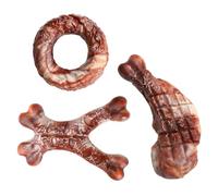 Juguete masticable para Perros de Nailon - Seguro para agresivos, 3 Piezas de círculo de Huesos de Muslo de Pollo, masajeador de Limpieza con Sabor a Carne de Vacuno, Juego de