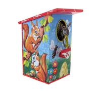 Juguete mecánico de Metal - Hucha mecánica de Metal (hojalata) cromolitografiado con pájaro Carpintero Verde (Ref: 1574) - Objeto Vintage de colección Solo para Adultos