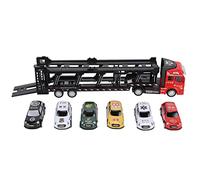 Juguete Modelo de Camión de Simulación de Transportador de Aleación con 6 Autos Pequeños para Colección y Juego, Ruedas de Goma para un Movimiento Suave Adecuado para Niños (Rojo)