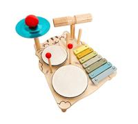 Juguete Musical de Madera Multifunción - Xilófono, Tambor, Campana y Stick, Mesa de música de Gato, Set de música Montessori, Desarrollo Sensorial y Coordinación, cumpleaños