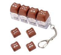 Juguete para ansiedad con teclado, lindo teclado con luz LED, botón de teclado, llavero, teclado para reducir el estrés, regalo de descompresión para adultos (marrón oscuro)