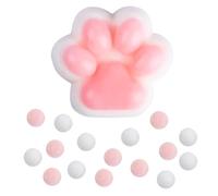 Juguete para Apretar con Pata de Gato, Taba Squishy Kawaii Suave Juguete Blando con 10 Bolas Divertido Novedoso Animales Alivio del Estrés Juguete para Niños Adolescentes y Adultos (Rosa)