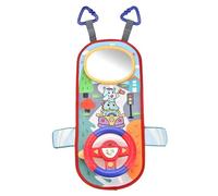 Juguete para asiento de coche orientado hacia atrás 360°, volante de juguete para bebé con espejo, luces musicales, sonidos de conducción para niños a partir de 12 meses, asiento trasero de coche/roj