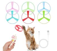Juguete para atrapar gatos, lanzador recargable para platillos voladores con 6 discos, juguete estimulante para gatos, para uso al aire libre en el jardín, patio trasero, terraza o balcón