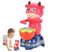 Juguete para caminar de vaca - Juguete para jugar a tambor de vaca, juguete de vaca animado | Juguete interactivo para reproducir música, juguete para aprender a gatear con el s