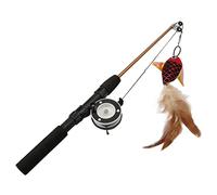 Juguete para Caña de Pescar para Gatos, Juguetes para Gatos, Palo para Gatos, Caña de Pescar Interactiva, Polea Interactiva Flexible, Varita Retráctil para Gatos, Juguete, Caña