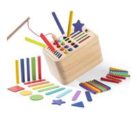 Juguete para clasificar formas, juguete educativo para la educación de los más pequeños | Palitos de madera coloridos, juego sensorial evolutivo con juego de pesca para guardería, sala de juegos