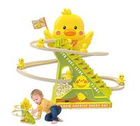 Juguete para escalar patos - Pista eléctrica Pato amarillo, juguete educativo para niños | Tobogán automático para escalar escaleras con 15 canciones, diversión de aprendizaje para niños pequeños de 1