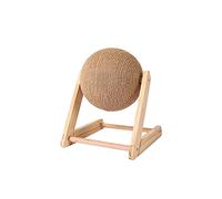Juguete para gato de bola de rascar, rascador de gato de madera maciza, base de madera estable y bola de cuerda de sisal para gatos que cruzan las grifes y protegen los muebles