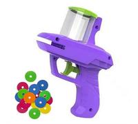 Juguete para gatos de apio, juguete de búsqueda de mascotas, juego de lanzador de gatos OVNI, juguete lanzador de disco volador con coloridas hélices voladoras (morado)