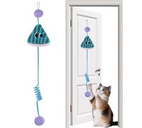 Juguete para Gatos de Puerta | Actividad con Cuerda elástica Extensible - con Bola y Papel Chispa de Resorte para Juegos interactivos - para estimulación Mental, Ejercicio, de Cualquier tamaño