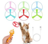 Juguete para gatos para ir a buscar, lanzador recargable para platillos voladores con 6 discos, juguetes activos para gatos, para uso al aire libre en el jardín, patio trasero, terraza o balcón