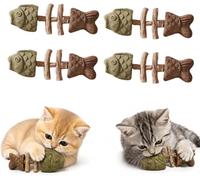 Juguete para la dentición de gatos, juguete masticable creativo con forma de espina de pescado, varita mordedora para mascotas, juguetes de peces para gatos, para ejercitar la dentición, jugar y entre