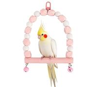 Juguete para Loros y pájaros, Columpio para pájaros de Madera, Juguete de Perca, Columpio para Loros Colgante Multicolor, Juguete de pie para periquitos, periquitos y pájaros (Rosa)