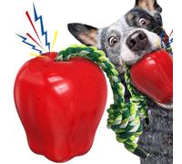 Juguete para masticar con manzana chirriante - Pelota duradera e indestructible para perros de tamaño mediano | Juguete para perros chirriante y de larga duración | Entrenamiento interactivo Piscina