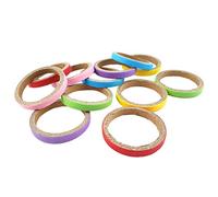 Juguete para masticar dientes de pájaros, anillos de madera, jaula para colgar, juguete para moler dientes de mascotas, bloque de madera colorido arcoíris