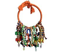 Juguete para masticar pájaros, colorido perca, columpio, loro, juguete de entrenamiento para periquitos, colores brillantes, cuerda de algodón, bloques de madera, madera, madera, perca, forraje, pared