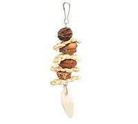 Juguete para Masticar Pájaros Hecho a Mano, Hojas de Maíz, Nueces, Hueso de Sepia, Loro, Juguete para Morder Colgante con Acero Inoxidable para Picotear y Masticar, Ideal para