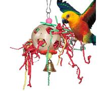 Juguete para matar pájaros, juguete para loros, juguete para masticar para loros, juguete para masticar pájaros, bola de ratán, juguete con campana, adecuado para periquitos, loros, pollos, etc