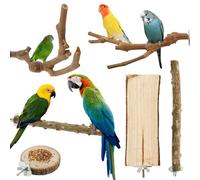 Juguete para pájaros, 6 piezas de madera natural, papagayo, papagayo, juguete de jaula de pájaros, portátil de mesa periquitos, formación para periquitos, cacatúas, inseparables