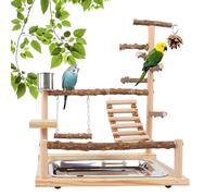 Juguete para pájaros, juguete para loros, juguete para periquitos, parque infantil con copa alimentadora, escalada, columpio y bandeja, asiento para periquitos, cacatúas, 37 x 26 x 45 cm