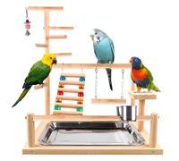 Juguete para pájaros, juguete para loros, juguete para periquitos, parque infantil con copa alimentadora, escalada, columpio y bandeja, asiento para periquitos, cacatúas, 37 x 26 x 44 cm