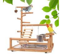 Juguete para pájaros, juguete para loros, juguete para periquitos, parque infantil con copa alimentadora, escalada, columpio y bandeja, asiento para periquitos, cacatúas, 37 x 26 x 44 cm