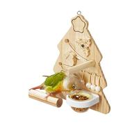 Juguete para pájaros, juguetes de mascar para cacatúas diseño árbol de Navidad, perca interactiva de madera para escalada y enriquecimiento interior jaula calopsitte periquito guacamayo catúa