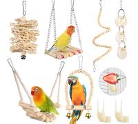 Juguete para pájaros, loros, columpio para loros, escalera, juguete masticable, hamaca para periquitos, pájaros del amor, pinzones y otros pequeños accesorios para jaula de pájaros (color sólido)