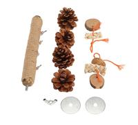 Juguete para pájaros, percha para loros con piñas, bolas de ratán y cuerda de cáñamo para pájaros pequeños.