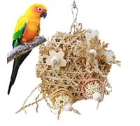 Juguete para pájaros tejido natural - Jaula masticable, gancho de metal ornamental | Suministros relajantes decorativos multifuncionales para loros, periquitos y hámster, jaula colgante, accesorio par