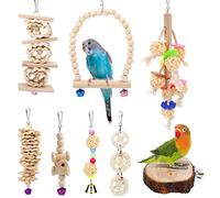 Juguete para Pájaros,Vegena 8 Piezas Juguetes para Masticar Loros,Columpios,Jaula Pajaros Bite Toy con Campanas,para Pájaros Pequeños y Medianos,Periquitos,Cockatiels,Pinzones,Agapornis