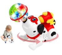 Juguete para perro con luces y sonidos, movimiento para perro que camina, luces intermitentes que mueven la cola y camina, gira 360°, luminoso, musical, bola giratoria, para cachorro o cachorro