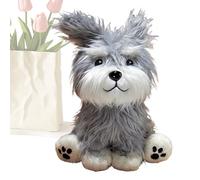 Juguete para perro Schnauzer de peluche - Muñeca de peluche de peluche, adorable animal de peluche | Acogedora figura de amigo antes de dormir, juguete de perro suave y esponjoso con expresión linda