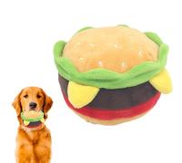 Juguete para perros de hamburguesa, diseño de forro de simulación de felpa suave, material de tela duradera, accesorio de juguete interactivo para mascotas, solución de juego atractiva para