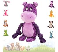 Juguete para perros, juguete chirriante para perros con papel arrugado, juguete de inteligencia para perros, juguete para perros pequeños, juguete para perros chirriantes (hipopótamo morado)