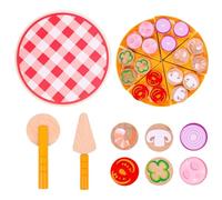Juguete para Pizza - Juego de Juego de 8,66 Pulgadas | de Madera: Bandeja Adhesiva para Cortar Alimentos para niños pequeños, Color Brillante, Duradera, Madera Dura, cognición, reconocimiento de