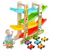 Juguete para rampas de coche - Juego de carreras de mini trayectorias de vehículos, habilidades motoras interactivas, coches, rampas, juguetes de juego con accesorios coloridos y pistas para la