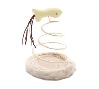 Juguete para rascar gatos, juguete de tabla de plumas para gatos, juguete de enriquecimiento para gatos | Divertido juguete de ejercicio interactivo con resorte en espiral, pez de peluche contra el