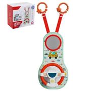 Juguete para volante de bebé, juguetes para asiento de coche orientado hacia atrás, juguete para volante de bebé con rotación de 360° con espejo, música, luces y sonidos de conducción, 12 meses + niñ
