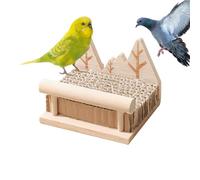 Juguete percha para pájaros de madera 9,7x8,7x7,5 cm Accesorio Loro para construir, roer, entrenar, jugar | Suministro de jaula interna externa para búsqueda de alimentos naturales