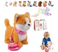 Juguete perro corriendo y ladrando con correa corriendo,Perro de juego que puede caminar,Mi cachorro robot realista,Cachorro robot realista,Perro electrónico para niños para todos los amantes (H)