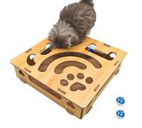 Juguete rascador para gatos, caja de enriquecimiento interactiva con 2 bolas de campana, simulador de actividad interior para entrenamiento y simulación de caza