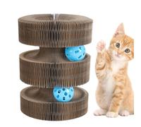 Juguete rascador para gatos - Pista para acordeón plegable 18,7 x 14 x 14 cm, rasca y de papel ondulado, diseño interactivo magnético con bolas giratorias, accesorio de juego para entrenamiento