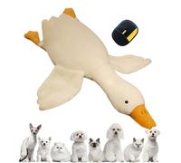 Juguete realista de ganso para perros, juguete de peluche de pato blanco grande con chirriador, juguete masticable duradero de doble costura para perros, juguete interactivo suave para cachorros