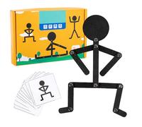 Juguete Robot de Madera - Puzzle Hombre Ajustable, Juego de Construcci n, Juguete Educativo Interactivo, con 24 Cartas 48 Piezas | Regalo de Actividad de Viaje Portátil para la Guardería