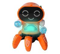 Juguete robot pulpo - Robot musical de 7 pulgadas | Juguete con sensor ABS - Luces rítmicas LED intermitentes Juego interactivo seguro y amigable con los dedos Regalo navideño para niños Pulpo intelig