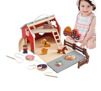Juguete Rústico Estable - Cabaña De Madera De 19.1 Cm, Figuras De Juego, Bloques De Construcción | Desarrollo Temprano Habilidad Lógica Interacción Padre-Hijo Escena De Juego De Roles Bebé Ducha