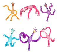 Juguete Sensorial de Jirafa Telescópica con Ventosa, 6 Piezas, Tubo Pop Flexible para Niños, Juguetes Sensoriales, Juguetes Educativos Antiestrés para Desarrollo Sensorial 2-6 Años
