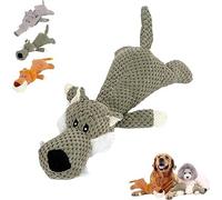 Juguete sonoro de lobo acostado para perro, juguete interactivo de peluche para cachorros, juguetes de dentición para mascotas, para masticadores agresivos, razas pequeñas, medianas y grandes,